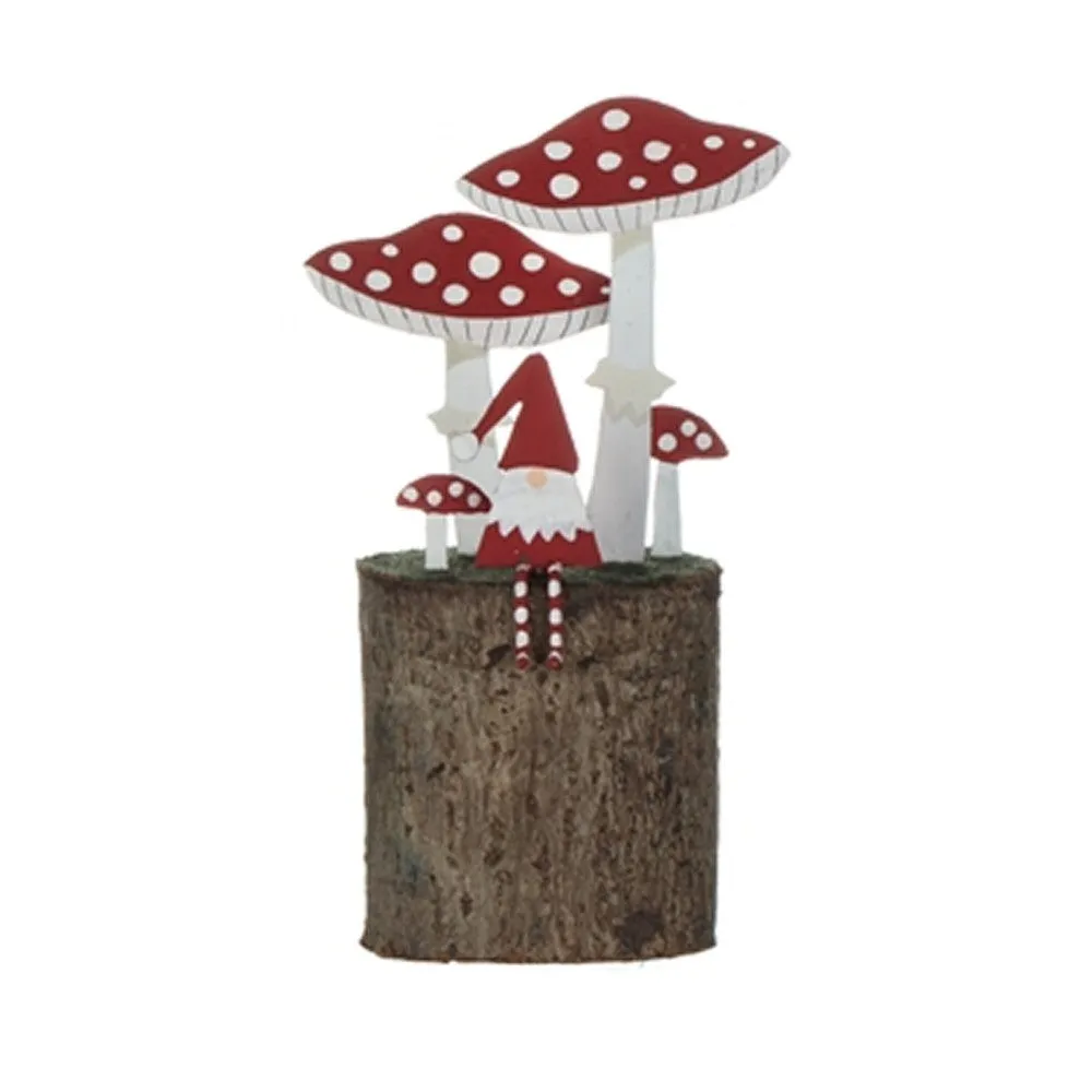 Shoeless Joe 10cm Mini Gonk Under Toadstools on Log Base