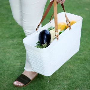 Shopping/Picnic Basket with Leather Handle