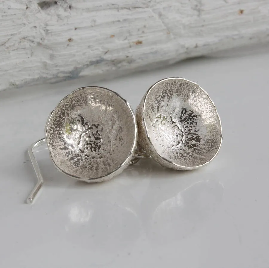 Silver Acorn Cup Earrings-acorn cups-woodland earrings-nature jewellery