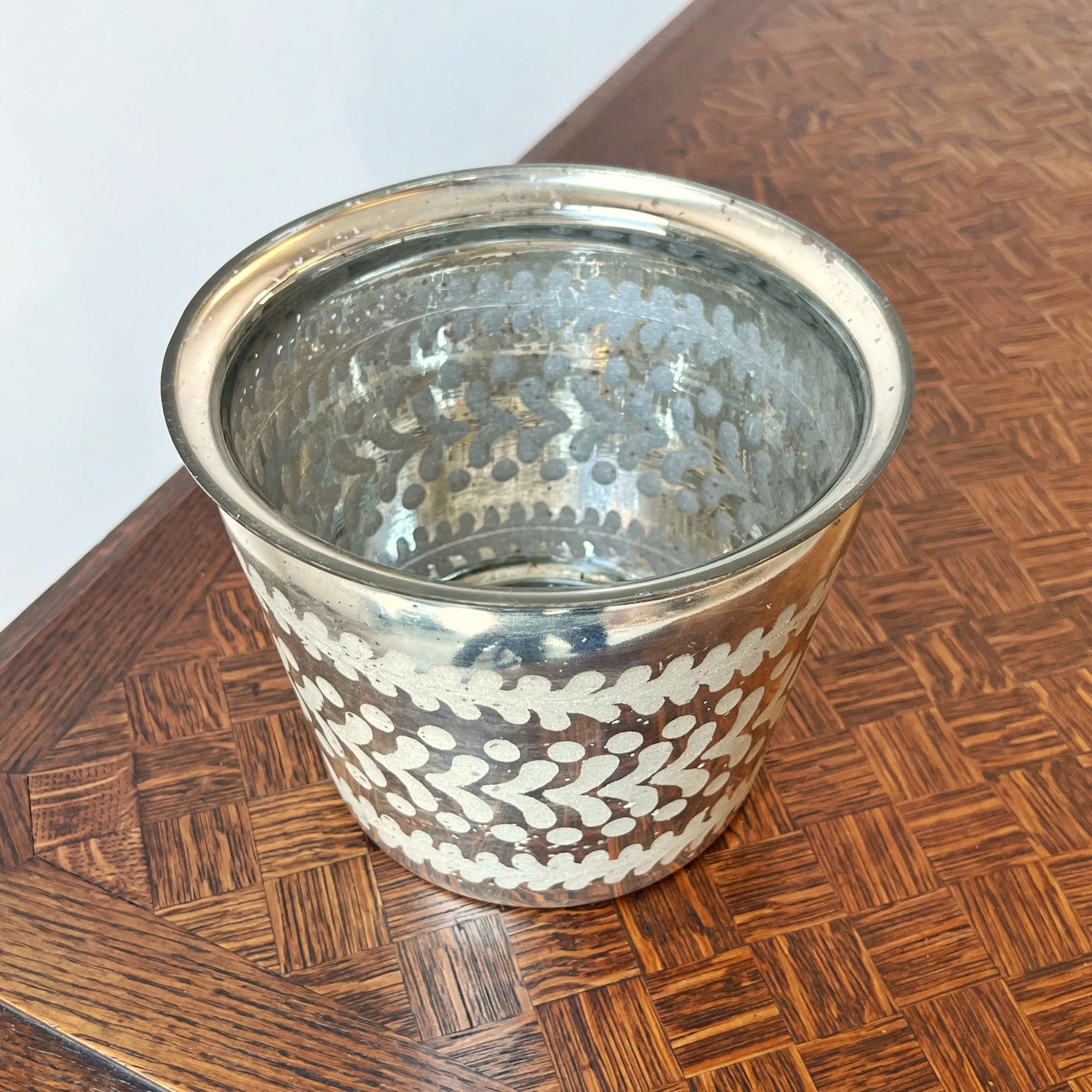 Silver Mercury Glass Cachepot