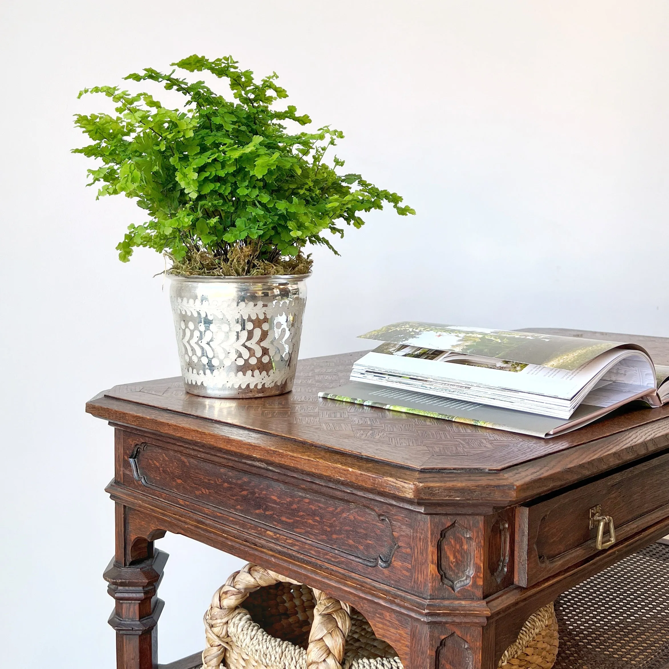 Silver Mercury Glass Cachepot