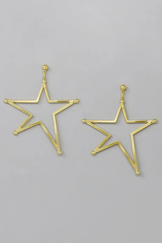 Star Hoop Metal Dangle Earrings