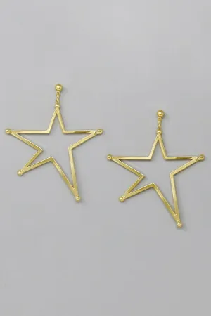 Star Hoop Metal Dangle Earrings