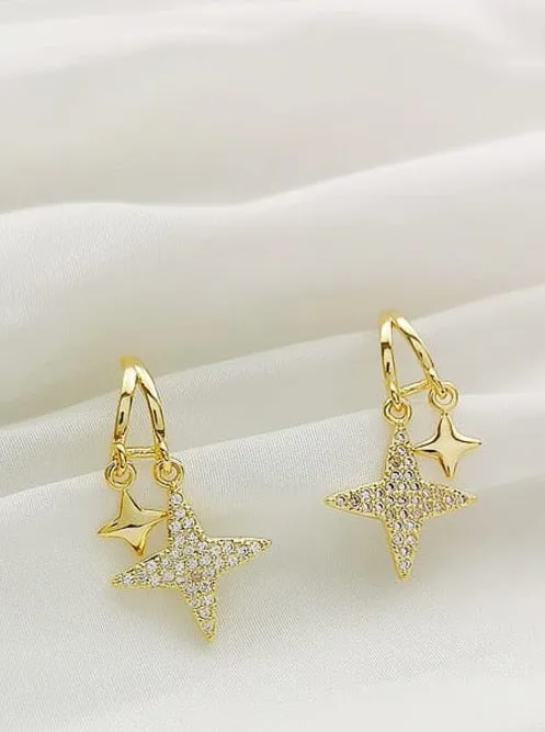 Star stud shining earrings.