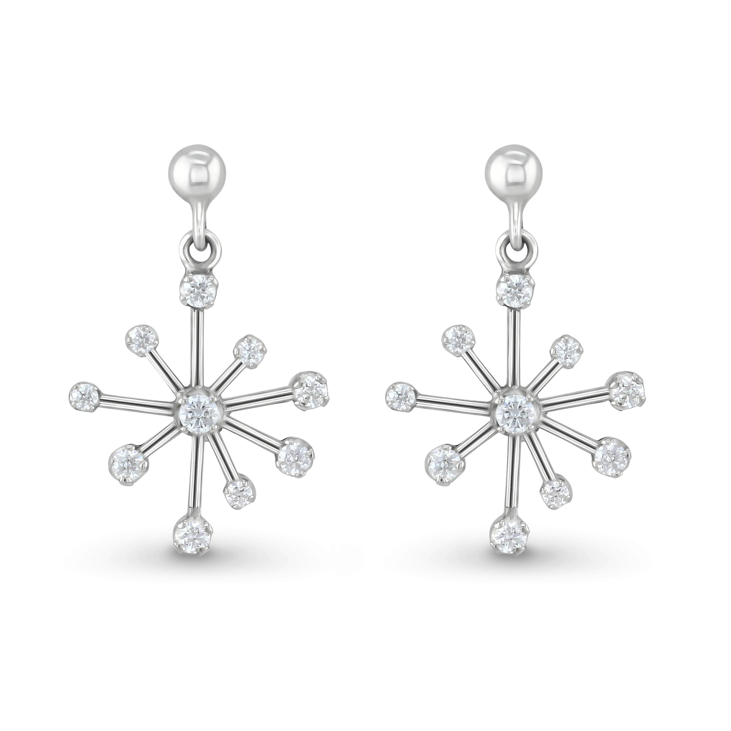 Starburst Earrings in Silver and Cubic Zirconia