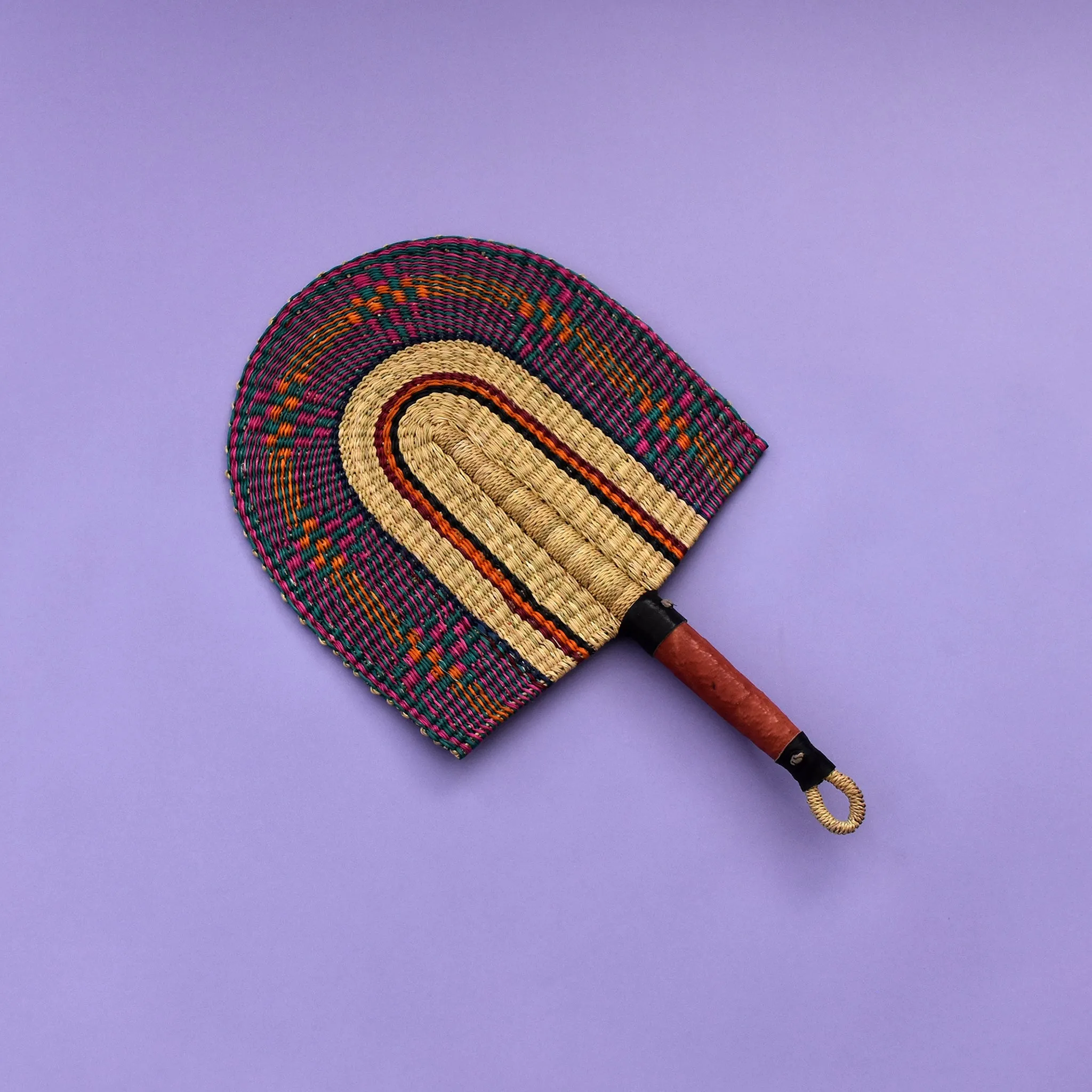 Straw Hand Fan, Bolga Fan - B001