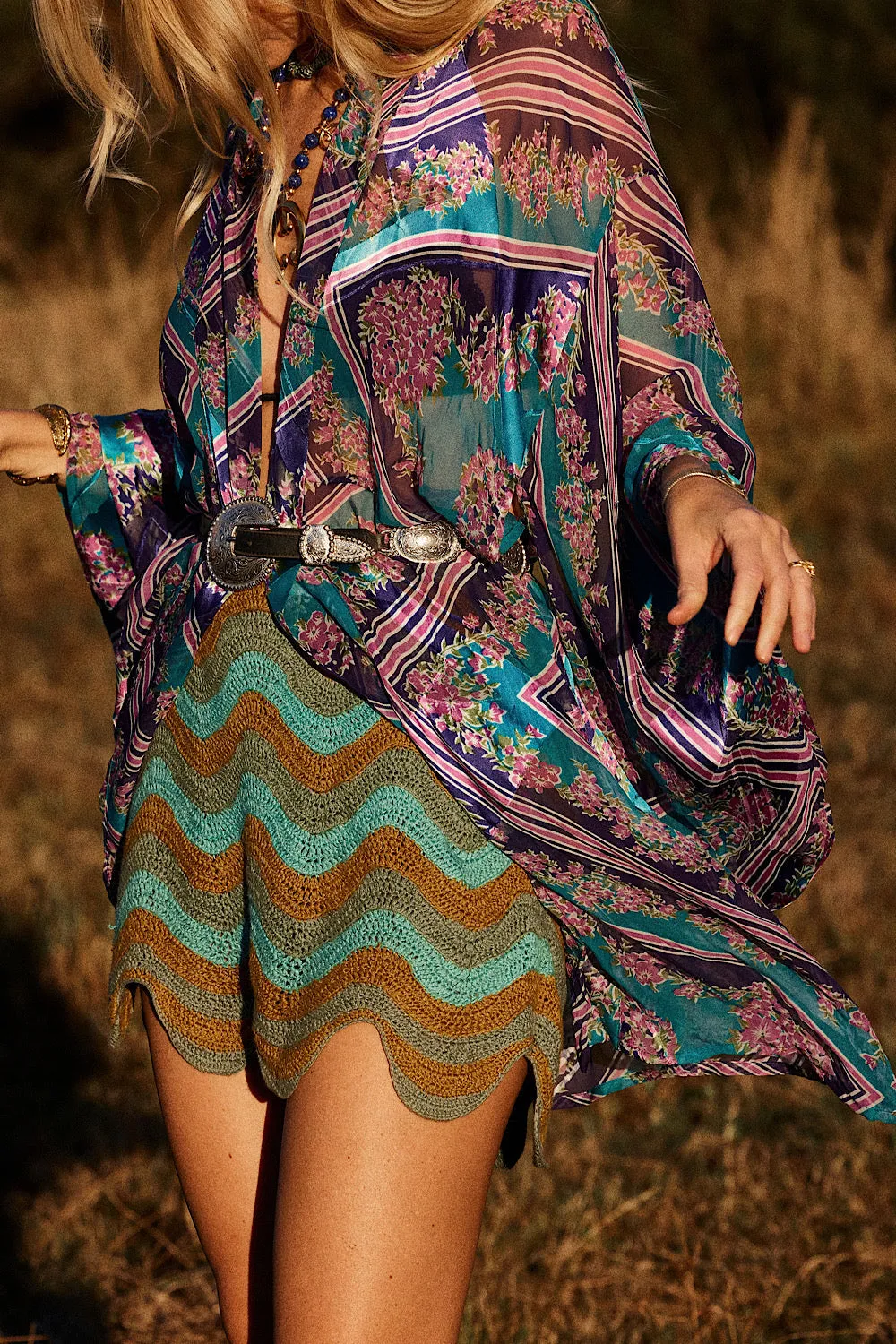 Sun Is Shining Silk Burnout Kimono