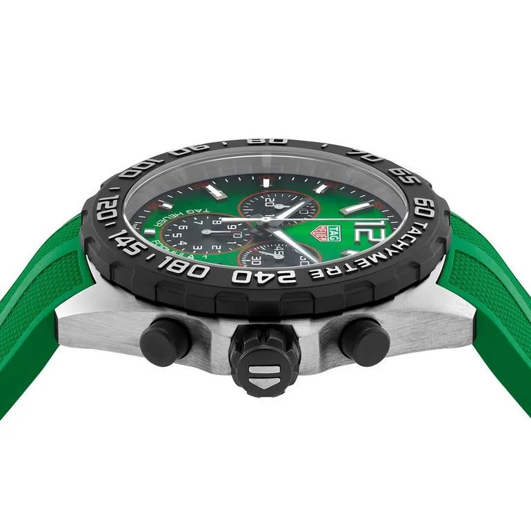 Tag Heuer Watch Formula 1 Green Rubber Strap Chronograph CAZ101AP.FT8056