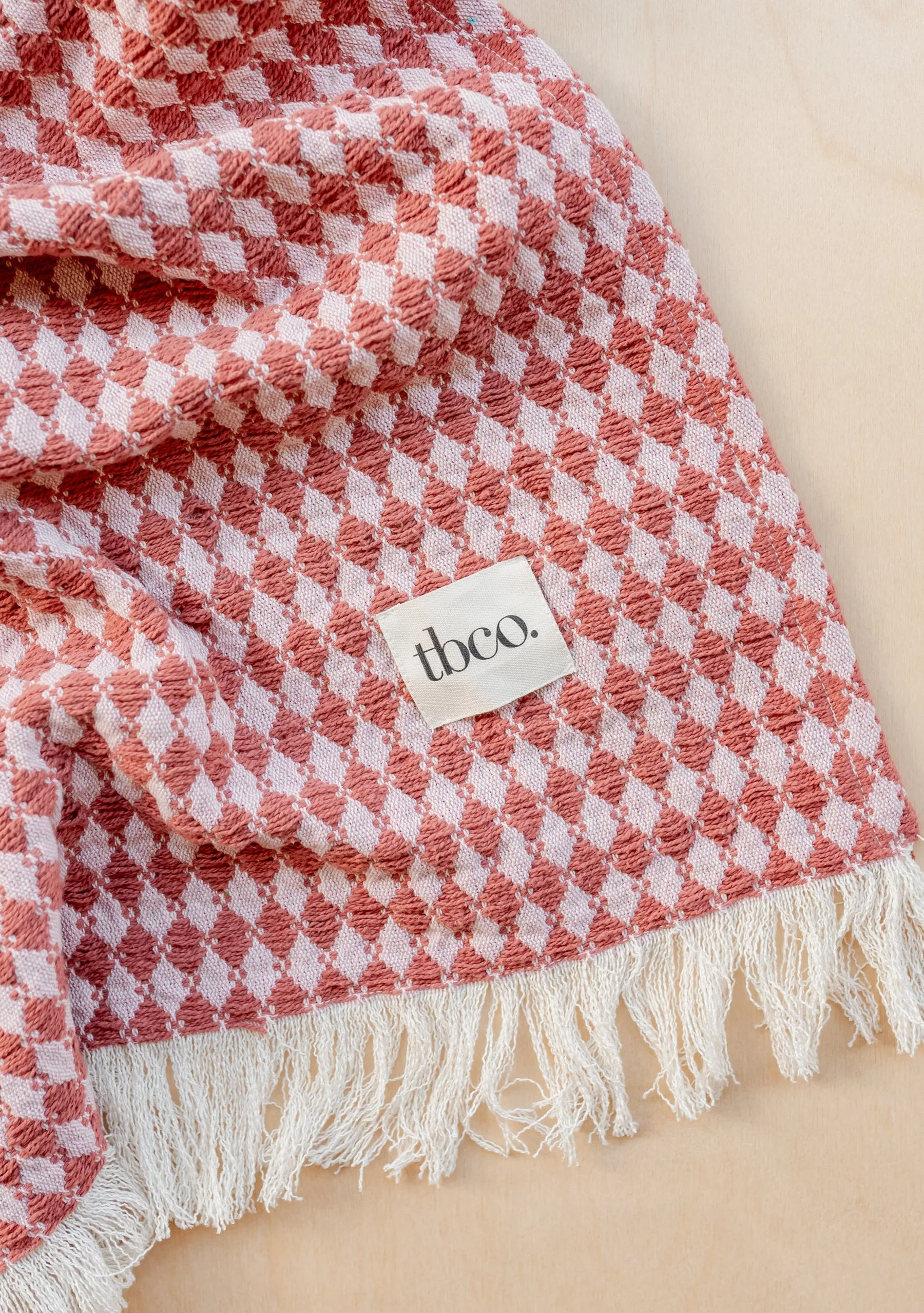 TBCo Cotton Throw in Pink Argyle