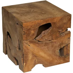 Teak Block Side Table