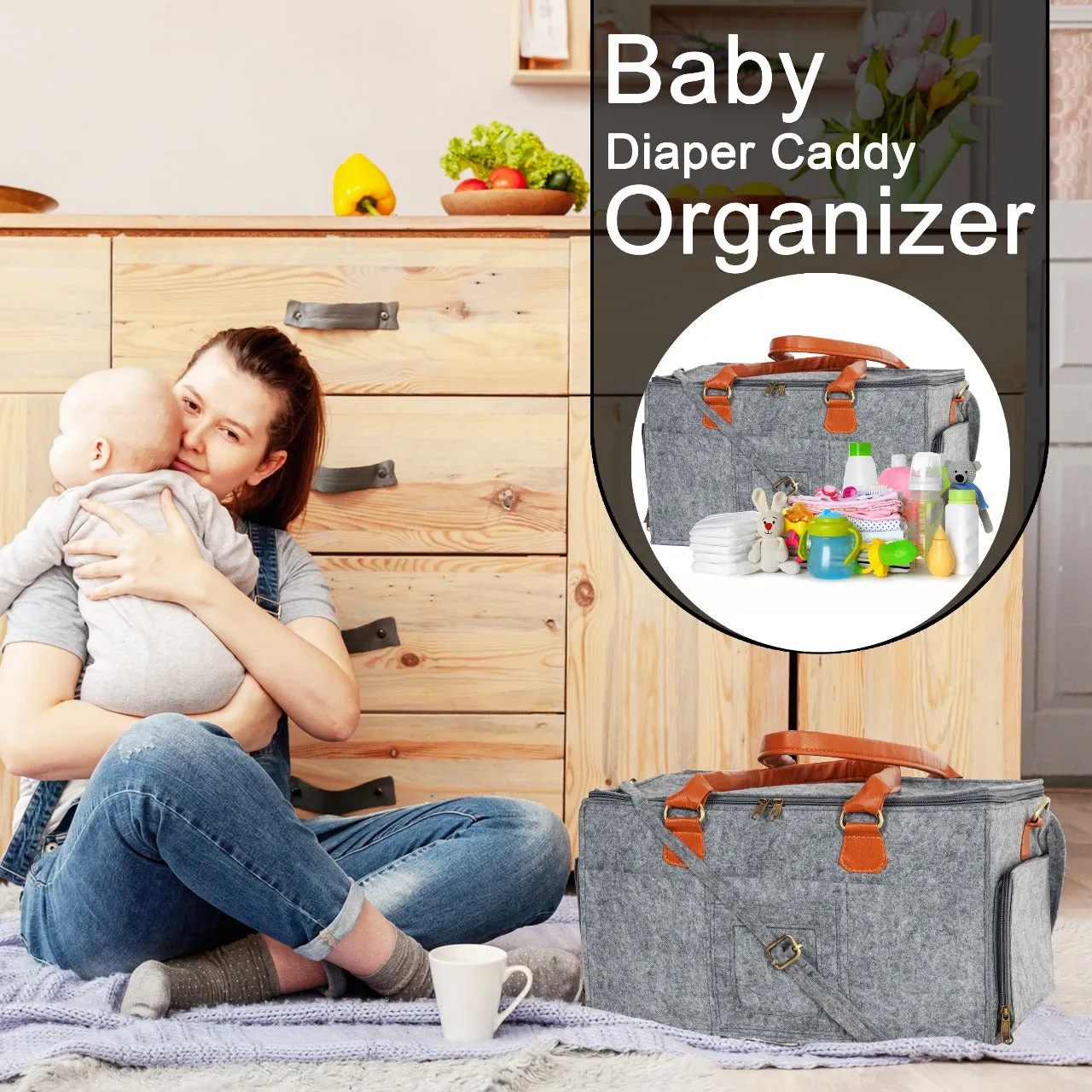 Travel tote bag | Diaper Caddy | Multifunctional Diaper bag| Unisex Diaper Bag | Traveling Baby bag | Diaper caddy with lid