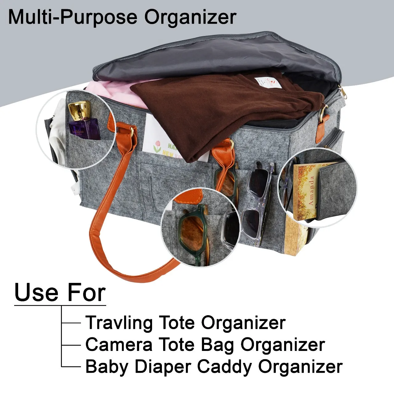 Travel tote bag | Diaper Caddy | Multifunctional Diaper bag| Unisex Diaper Bag | Traveling Baby bag | Diaper caddy with lid