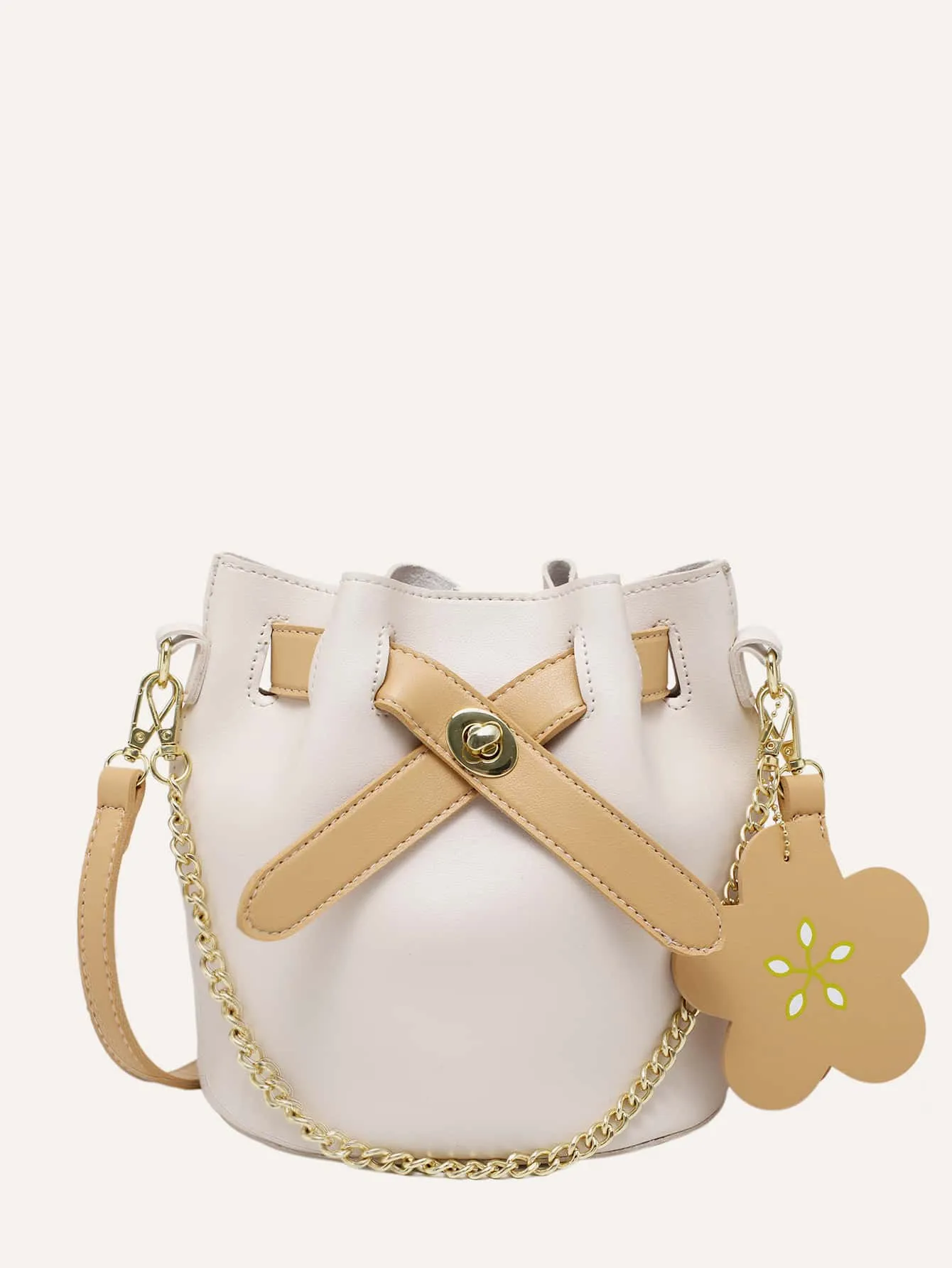 Twist Lock Bucket Bag With Crossbody Bag