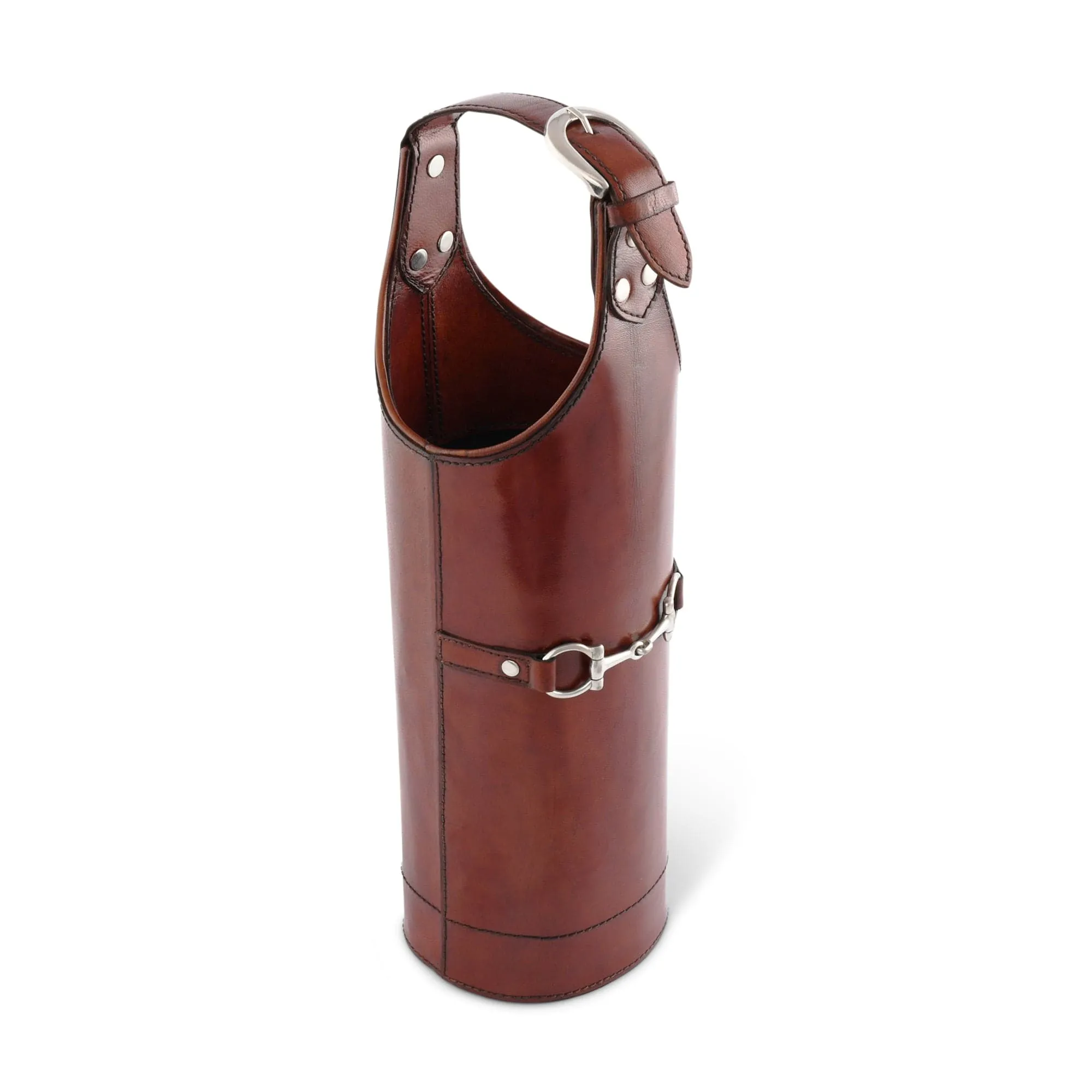 Vagabond House Premium Genuine Leather Bit Single Wine Bottle Carrier