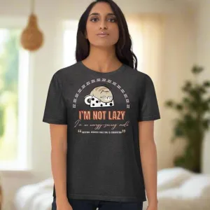 Vegan & Sustainable Cat Print T-Shirt "I Am Not Lazy”