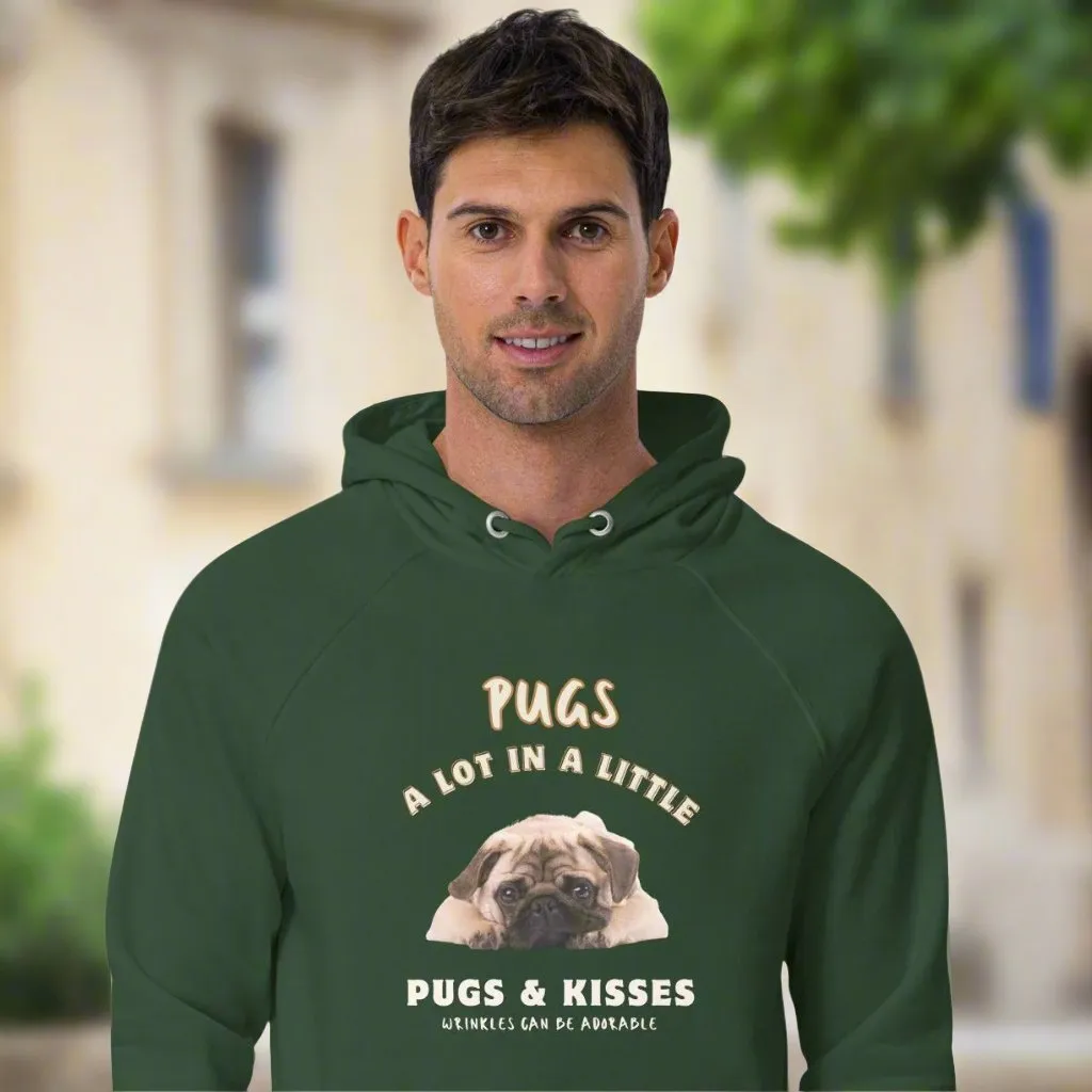 Vegan Pug Raglan Hoodie - Organic Cotton, 'Wrinkles Are Adorable'