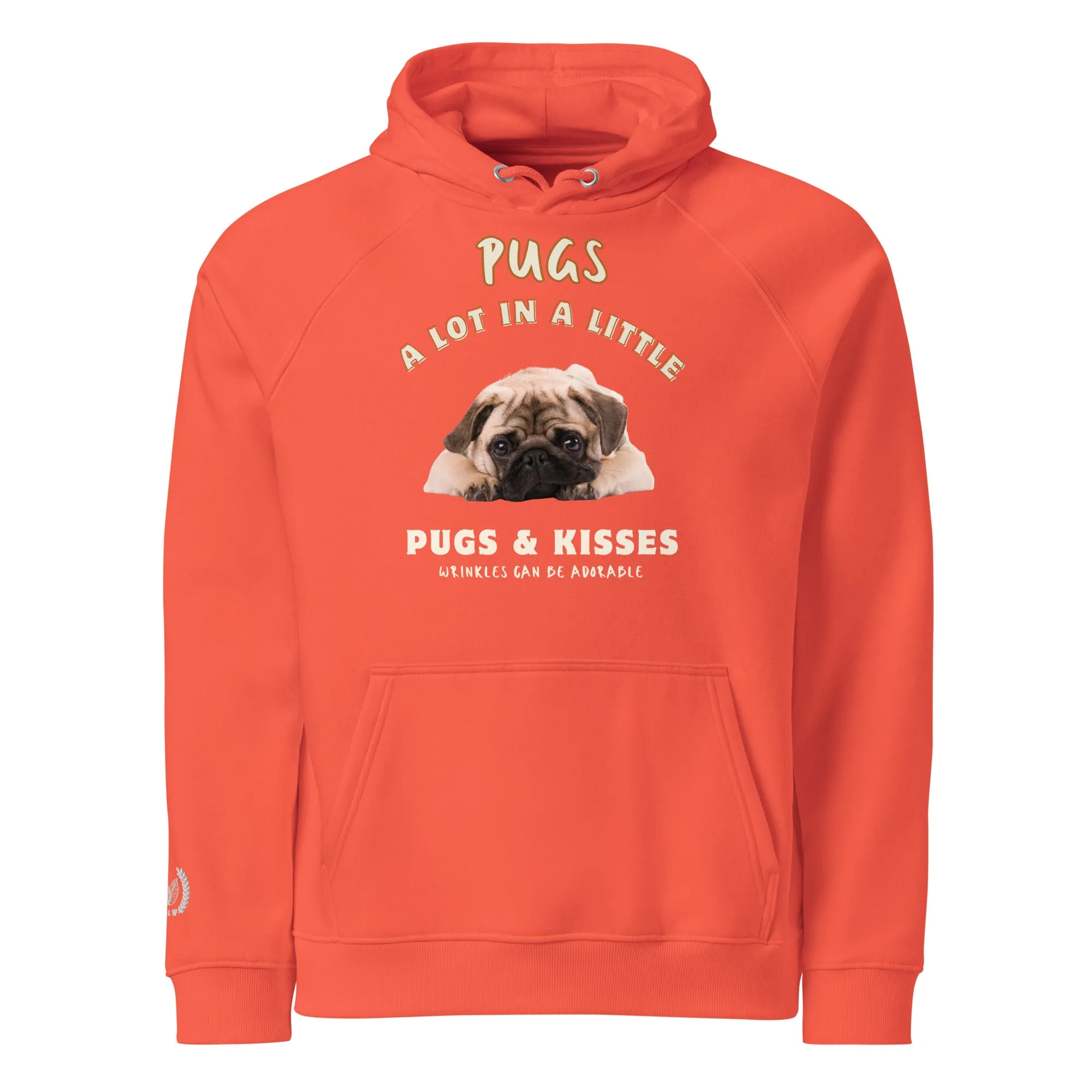 Vegan Pug Raglan Hoodie - Organic Cotton, 'Wrinkles Are Adorable'