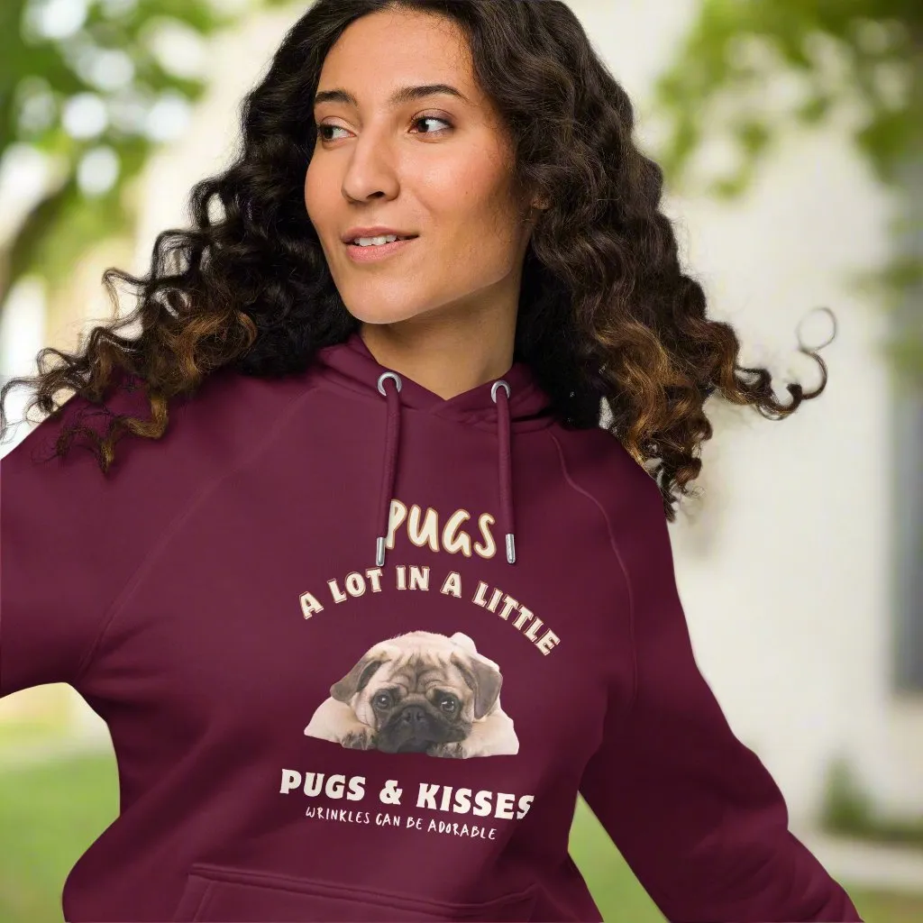 Vegan Pug Raglan Hoodie - Organic Cotton, 'Wrinkles Are Adorable'