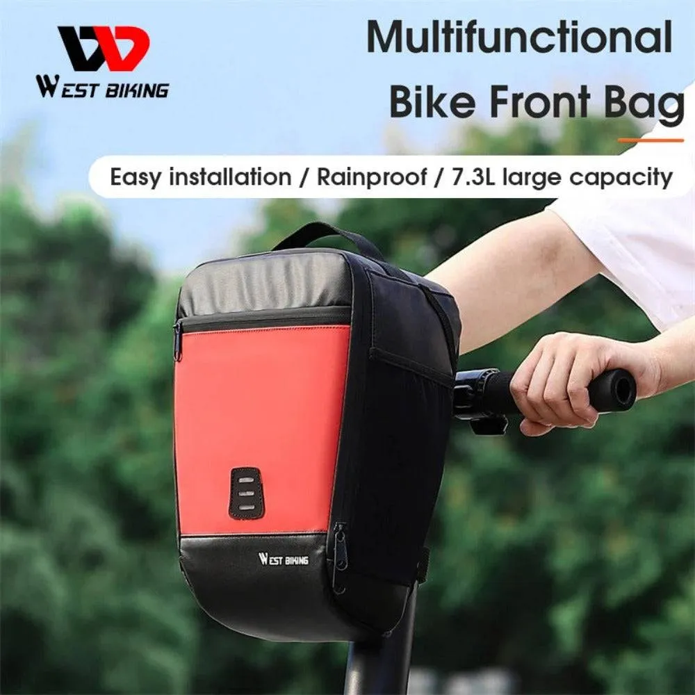 Waterproof Bicycle Bag 7.3L Large Capacity Bike Front Tube Handlebar Bag Pannier Backpack MTB Scooter Cycling Bag