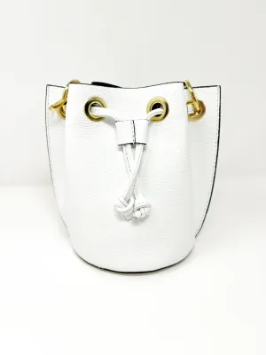 White Leather Bucket Bag