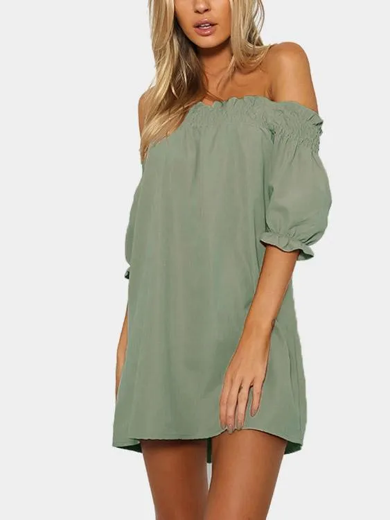 Wholesale Off The Shoulder Short Sleeve Mini Dresses