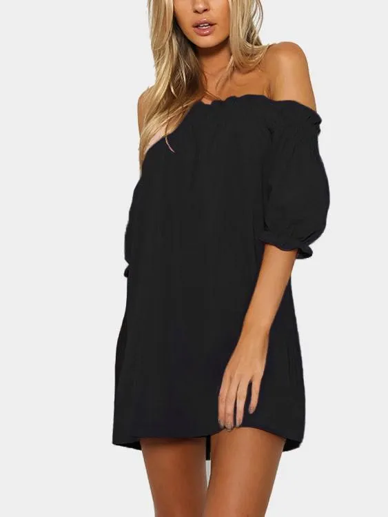 Wholesale Off The Shoulder Short Sleeve Mini Dresses