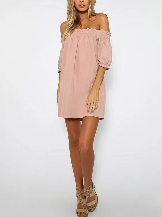 Wholesale Off The Shoulder Short Sleeve Mini Dresses