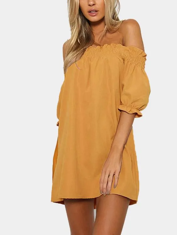 Wholesale Off The Shoulder Short Sleeve Mini Dresses