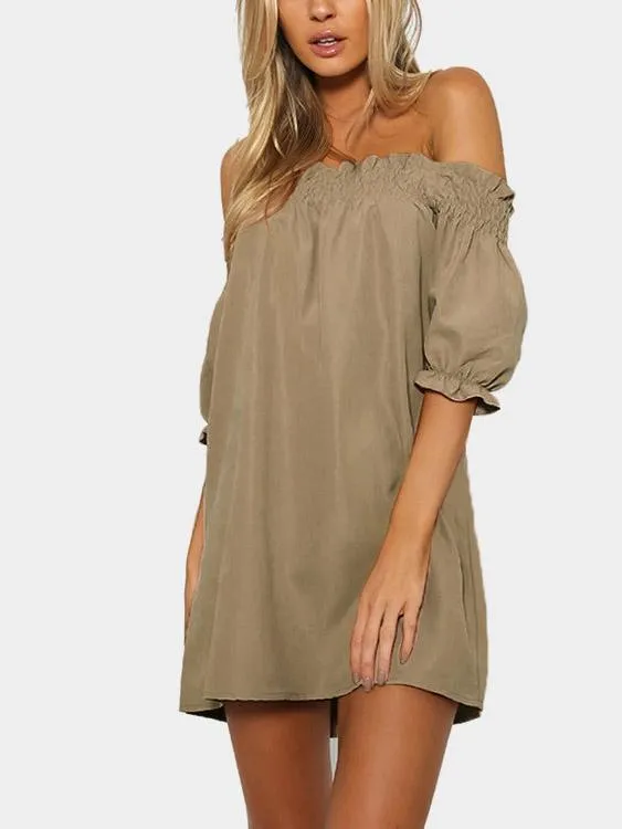 Wholesale Off The Shoulder Short Sleeve Mini Dresses