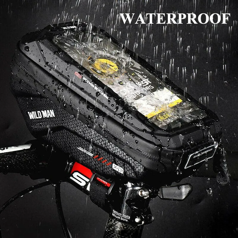 WILD MAN Cycling Handlebar Bag Bicycle Bag Rainproof Touch Screen Mtb Phone Bag 6.7 Inch Mobile Phone Case Bike Bag Accessories