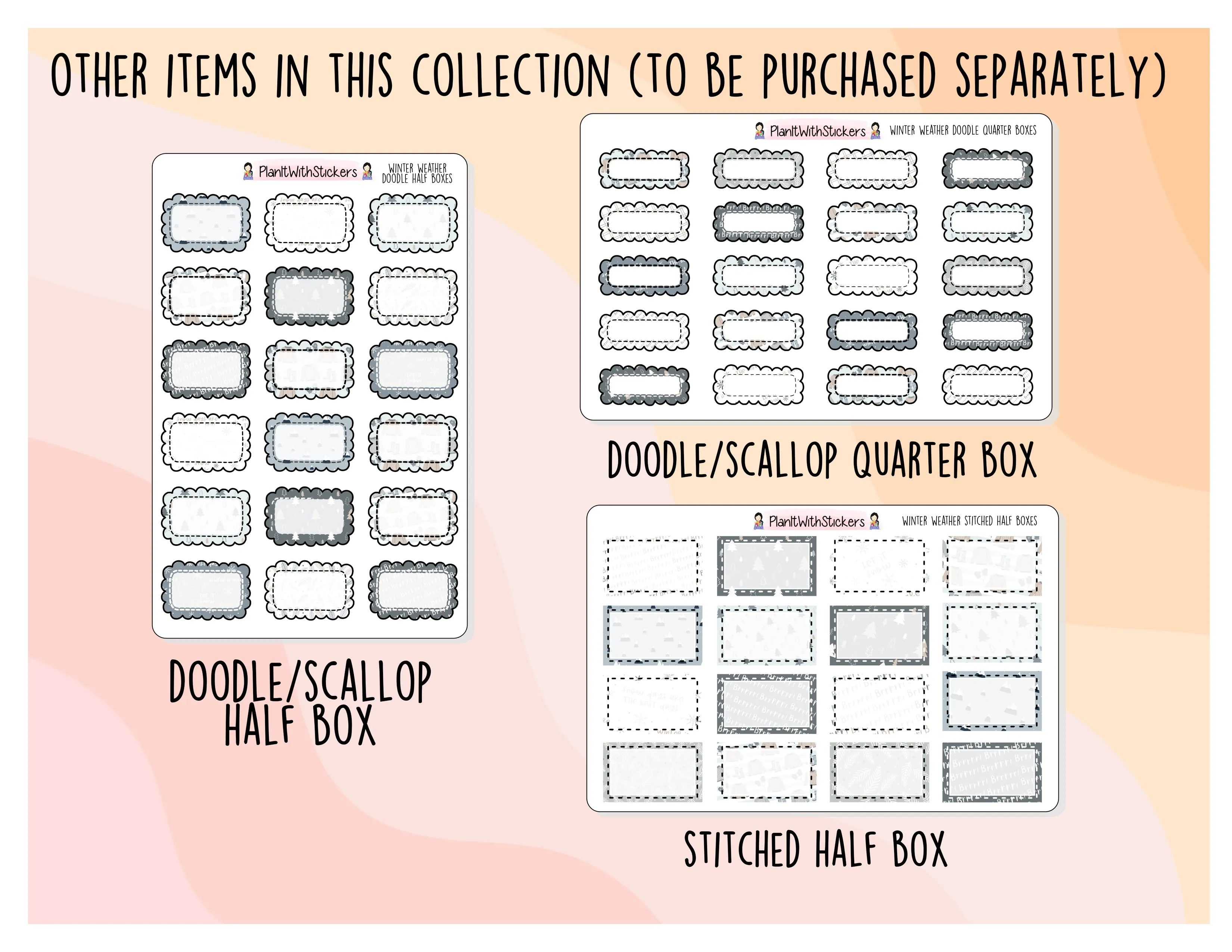 Winter Weather Doodle/Scallop Quarter Box Stickers