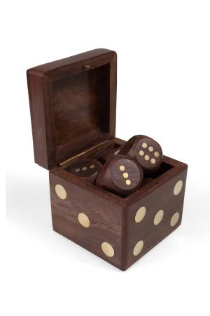 Wooden   Brass Dice Box