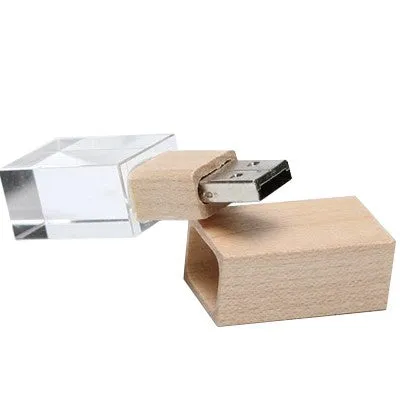 Wooden Crystal USB Drive with LED Light USB