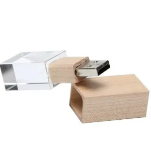 Wooden Crystal USB Drive with LED Light USB