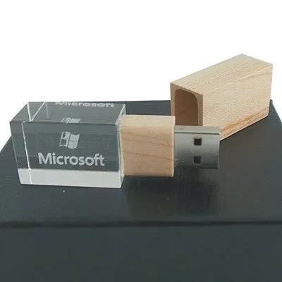 Wooden Crystal USB Drive with LED Light USB