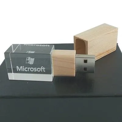 Wooden Crystal USB Drive with LED Light USB