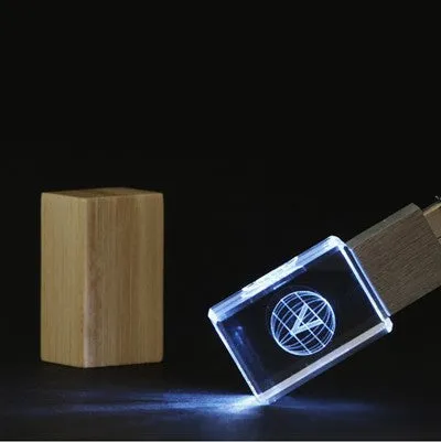 Wooden Crystal USB Drive with LED Light USB