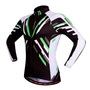 WOSAWE Warm Winter Fall Black White Long Sleeve Cycling Jersey