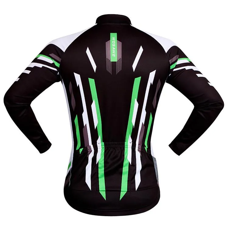 WOSAWE Warm Winter Fall Black White Long Sleeve Cycling Jersey