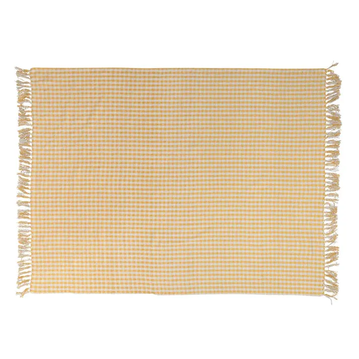 Yellow Gingham Recycled Cotton Throw