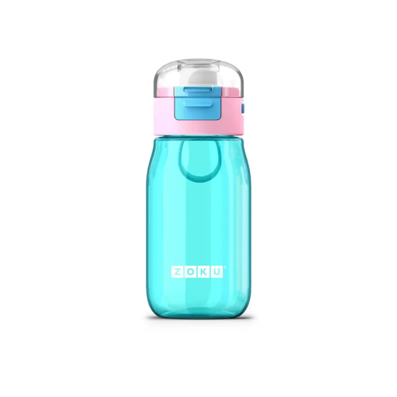 Zoku Kids Flip Gulp Bottle with Carrying Cord | Teal Color | 3 x 7 inches