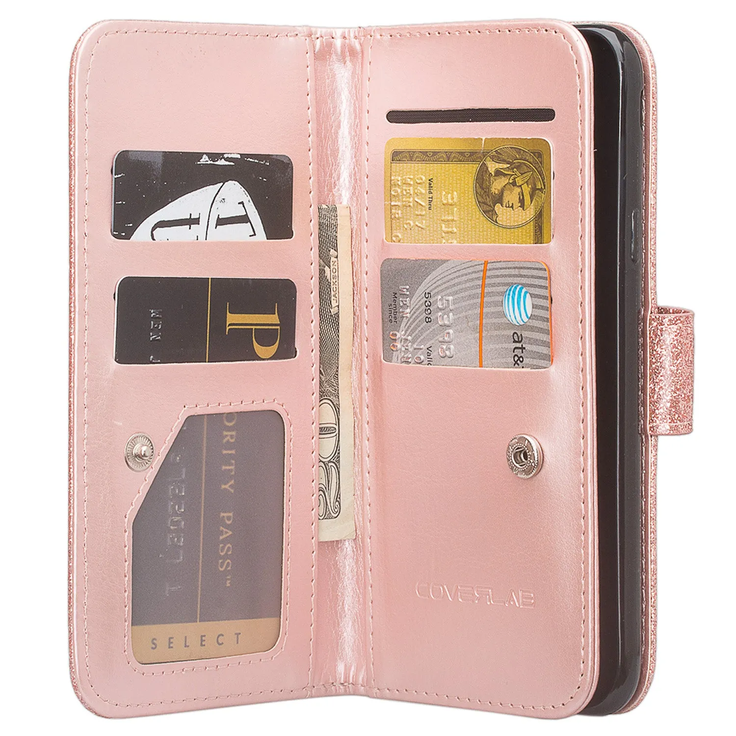 ZTE Blade X Case, [Wrist Strap] Glitter Faux Leather Flip [Kickstand Feature] Protective Wallet Case Cover Clutch - Rose Gold